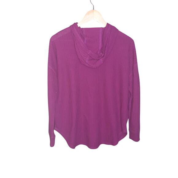 Chaser Womens Purple Drop Shoulders Waffle Hoodie Size Medium - Picture 4 of 8